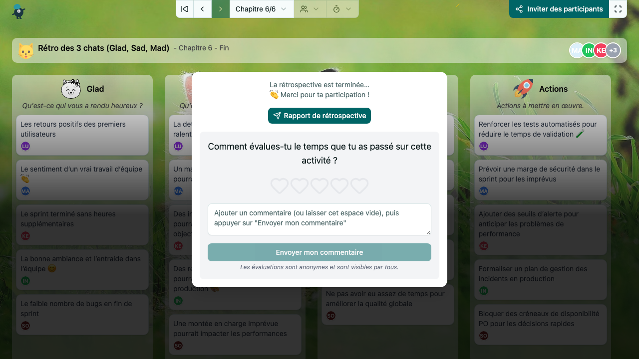 Rétro des 3 chats (Glad, Sad, Mad) - end